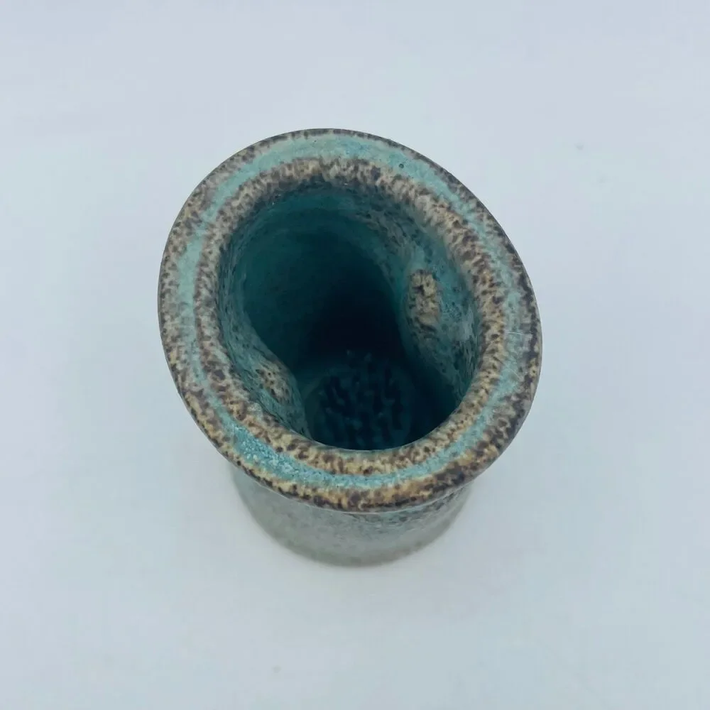 Studio Art Pottery Hand Made Floral Frog Organic Shape Mini Bud Vase OOAK